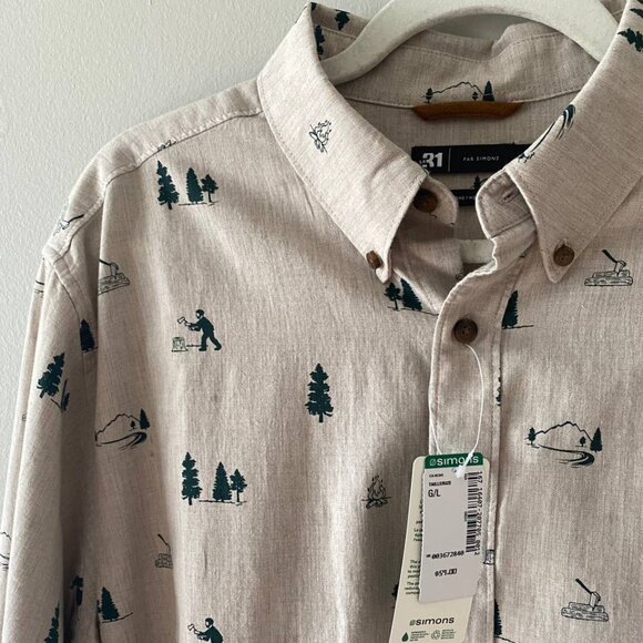 NWT Simons Le31 | Vision 100% Organic Cotton | Casual Button Down Shirt | Size L - Picture 1 of 14